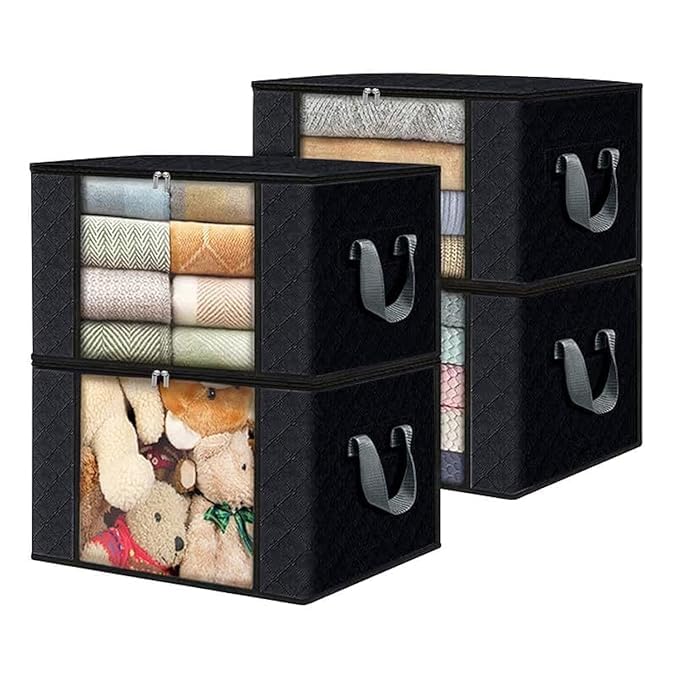 Vaghasiya 84L Closet Storage Boxes, SpaceSaving Closet Storage Boxes, Large Capacity, Clothes Boxes, Foldable Organizer Contain