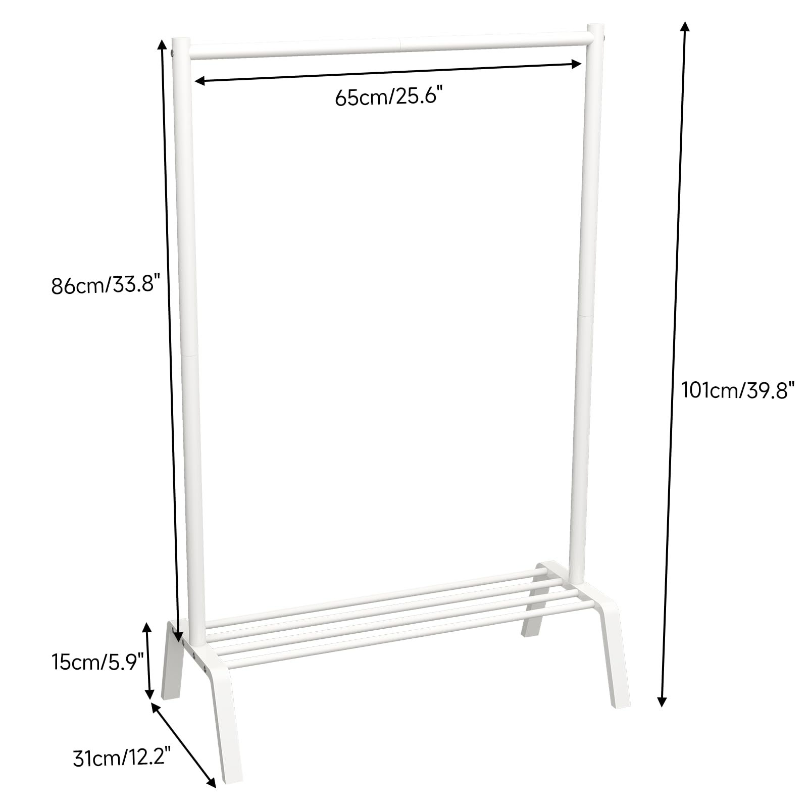 STWWO Kids Clothing Rack - Metal Dress Up Storage Organizer with Shelf, White