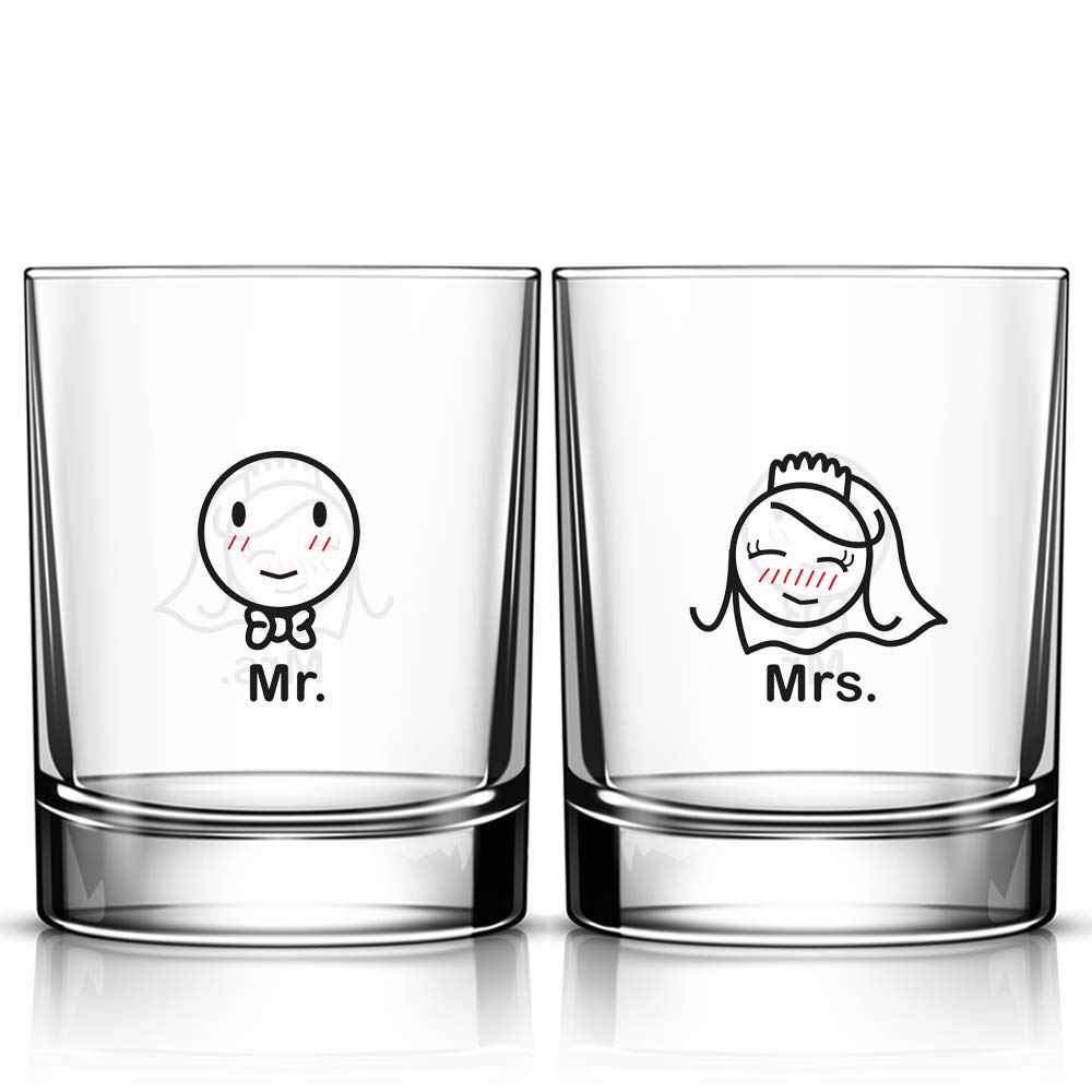 BoldLoft Mr and Mrs Couple Drinking Glasses-Mr Mrs Gifts Mr Mrs Cups Mr Mrs Engagement Gifts Bridal Shower Gifts Mr Mrs Wedding