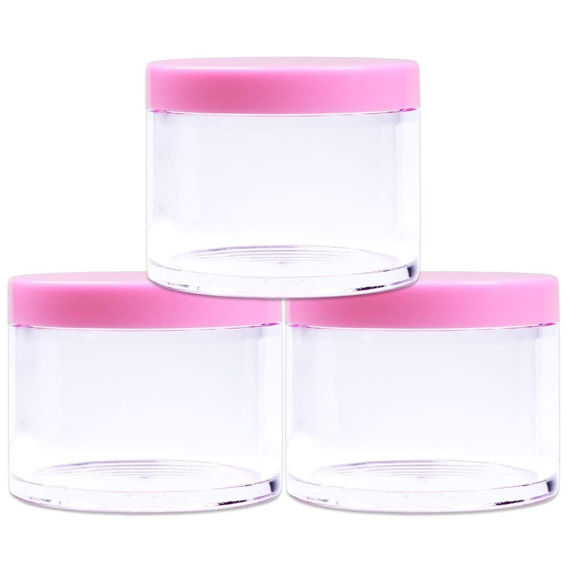 Beauticom 120G/120Ml (4 Fl Oz) Thick Double Wall Leak-Proof Round Clear Plastic Jars With Flat Top Lids For Creams, Lotions, Pow