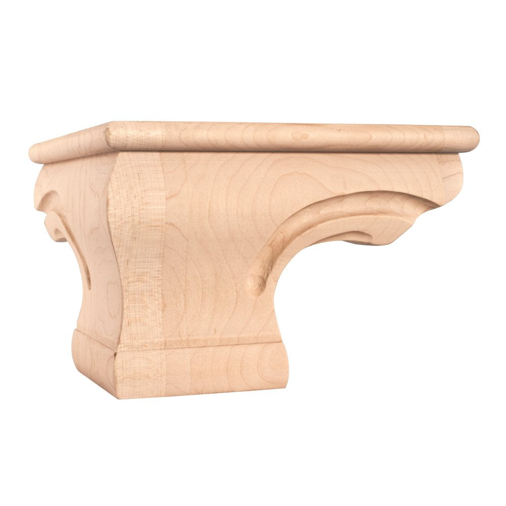 6-3/4IN WX6-3/4INDX4-1/2INH RUBBERWOOD Beaded Corner Pedestal Foot