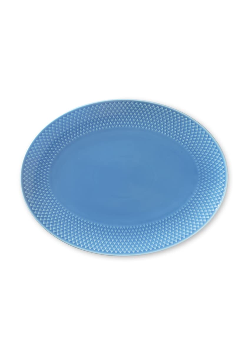 Lyngby Porcelaen Rhombe Color Oval Serving Dish | Blue Porcelain | 11.2 x 8.5 Inches