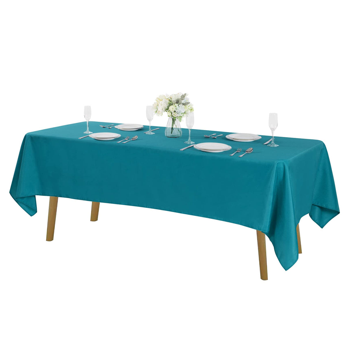 70 Inch Round Tablecloth Washable Polyester Table Cloth Decorative Table Cover For Wedding Party Dining Banquet(70 Inch,Teal)