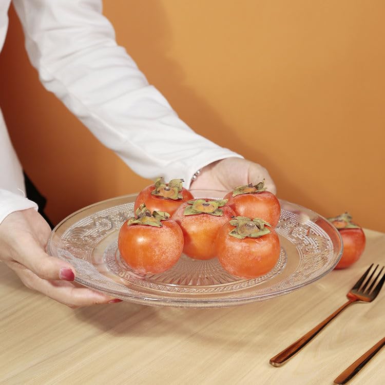 bellemax Glass Plate Set of 4 pcs Flower Decorative 6 inch Crystal Clear Glass Plate- Dry Fruits Sweets Chocolate Snack Plate fo