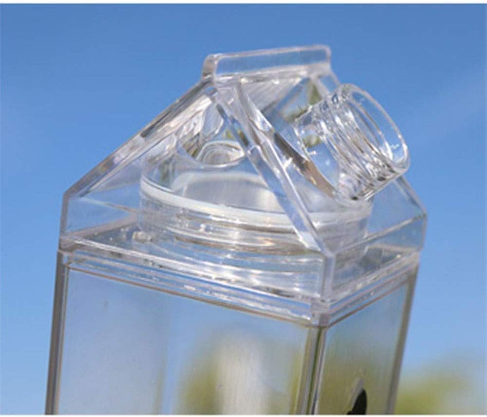 Corvelia 500Ml/17Oz Cute Clear Milk Carton Water Bottle Portable Drinkware For Outdoor Climbing Tour Or Camping
