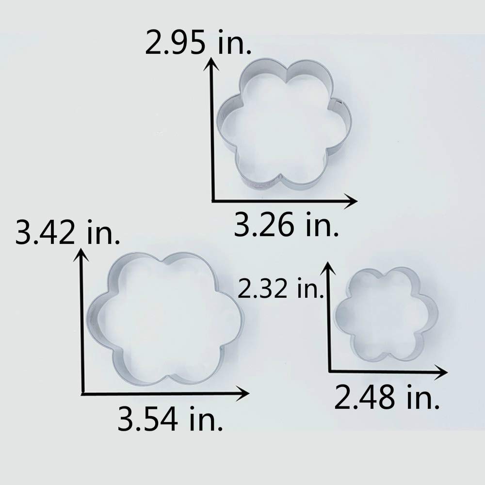 Liliao Flower Cookie Cutters - 3 Various Size - Large: 3.7 Inches, Medium: 3.3 Inches And Small: 2.6 Inches - Stainless Steel