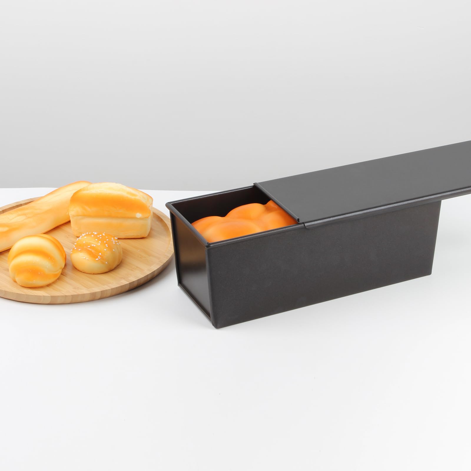 Kvmorze Pullman Loaf Pan With Lid, Toast Mold Nonstick Bread Pan Bakeware, Commercial Pullman Bread Pan 2.2Lb Dough Capacity, Ca
