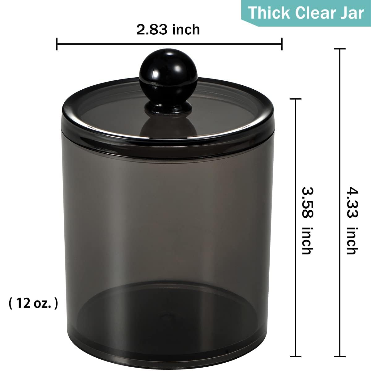 Sheechung 2 Pack Of 12 Oz. Small Clear Plastic Apothecary Jar - Qtip Dispenser Holder Bathroom Vanity Storage Canister Acrylic J