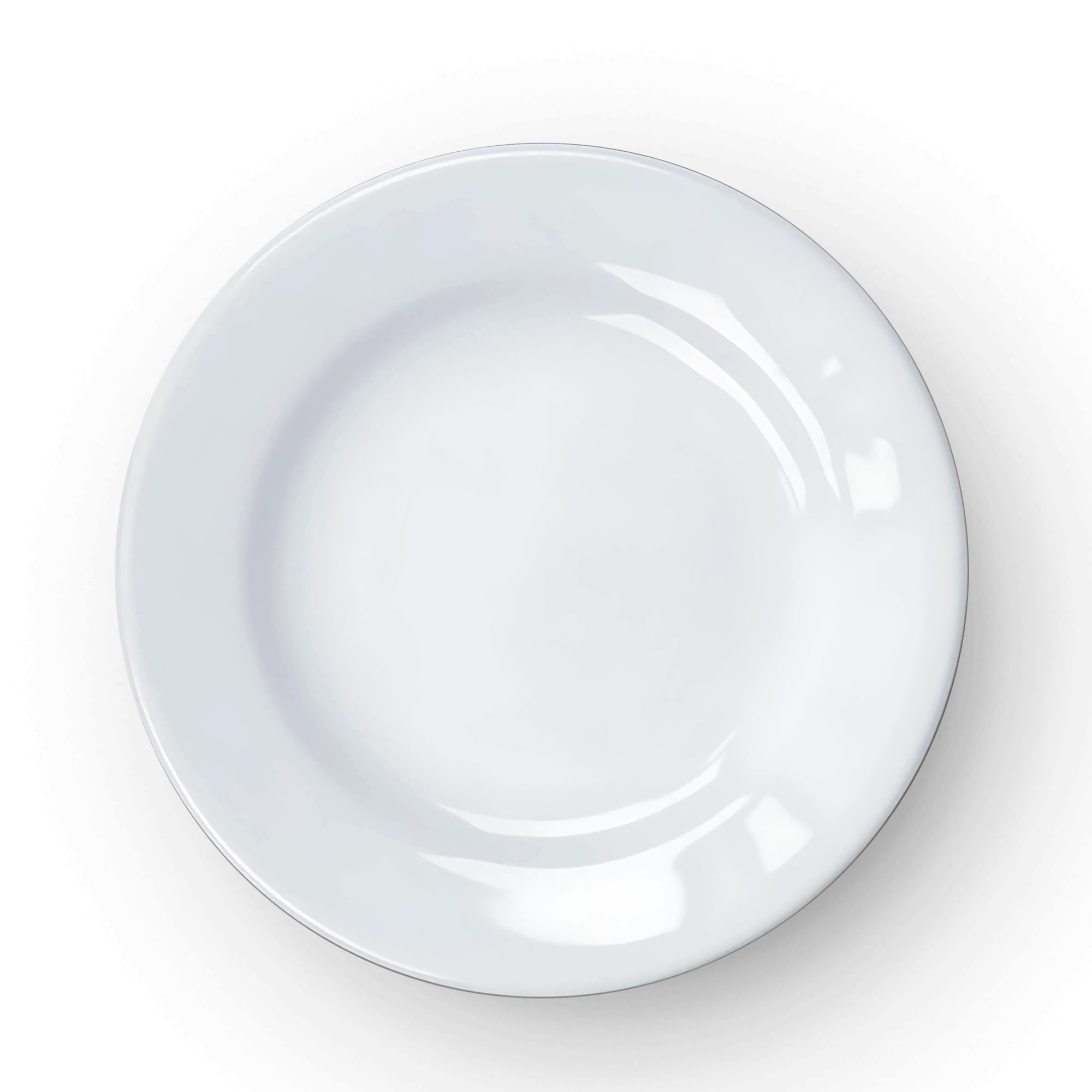 Tuxton China ALA-074 Plate, 7-1/2 Diameter, Round, Wide Rim, Rolled Edge, Microwave and Dishwasher Safe, Oven Proof, Fully Vitri