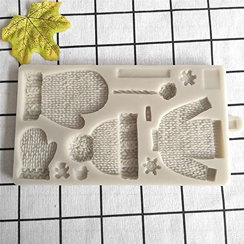 Gulinaza Knitting Silicone Fondant Mold For Gum Paste Icing Cake Cupcake Topper Polymer Clay Decorating