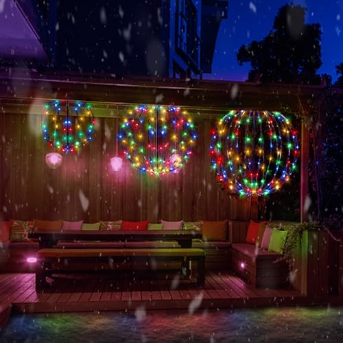 3 Pack Christmas LED Light Ball, Large 25 Inch Collapsible Lighted Balls Christmas Decoration Indoor/Outdoor Hanging for Party,