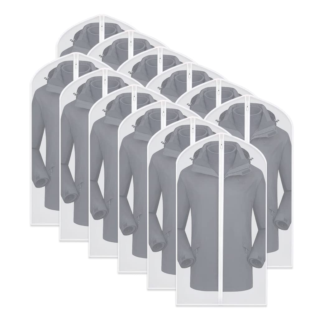 Garment Bags For Hanging Clothes Breathable Suit Bag (Set Of 12) Covers With Zip Peva Clothes Cover Bags Coat Waterproof Dress C