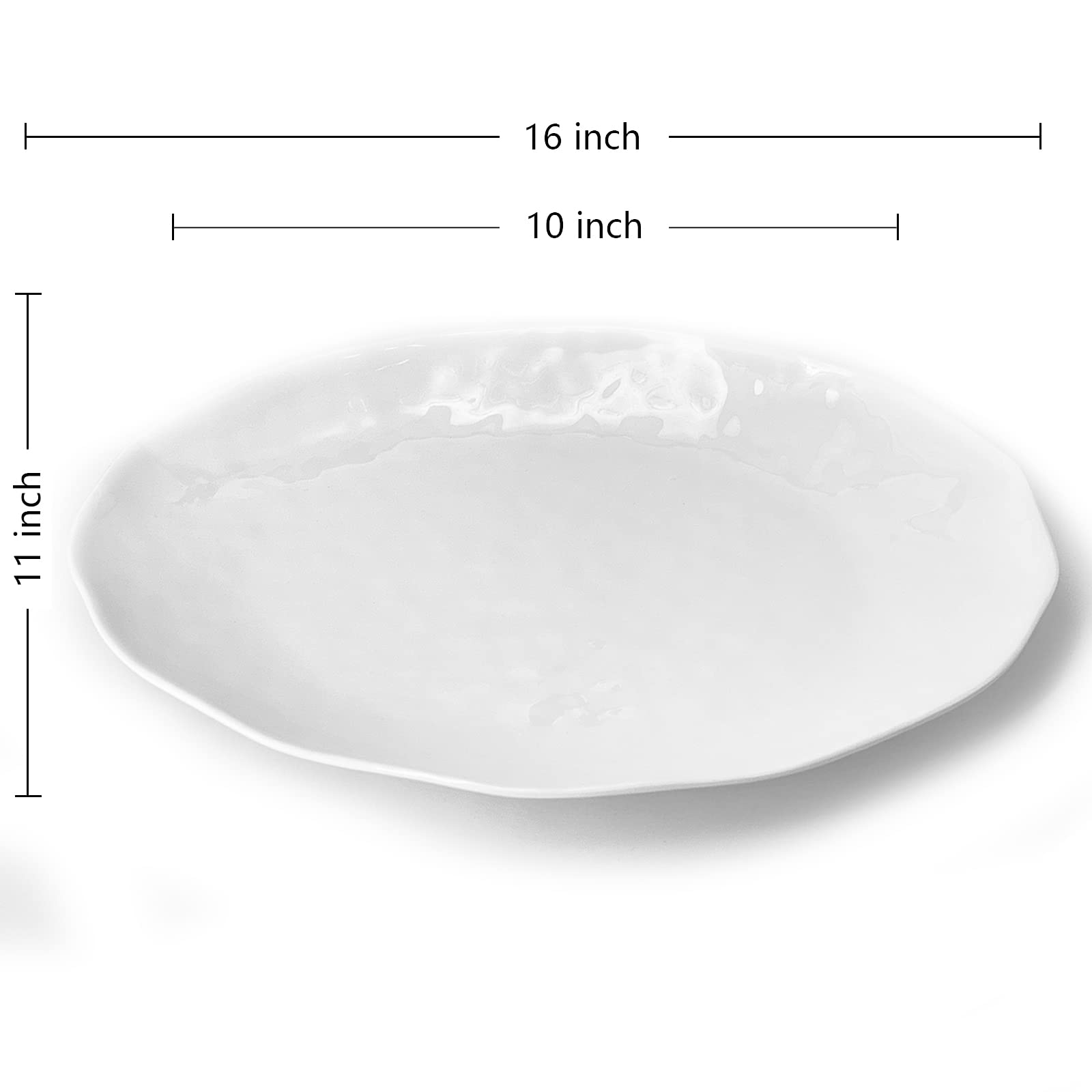 Yalin Oval Large Serving Platter, 16 Inch Melamine Serving Tray, Great For Restaurant, Steak, Salad And Everyday, Set Of 2 White