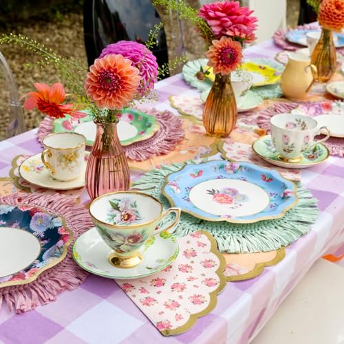 Talking Tables Truly Scrumptious Pack Of 20 Floral Scalloped Napkins | Vintage Afternoon Tea Party Tableware For Decoupage, Birt