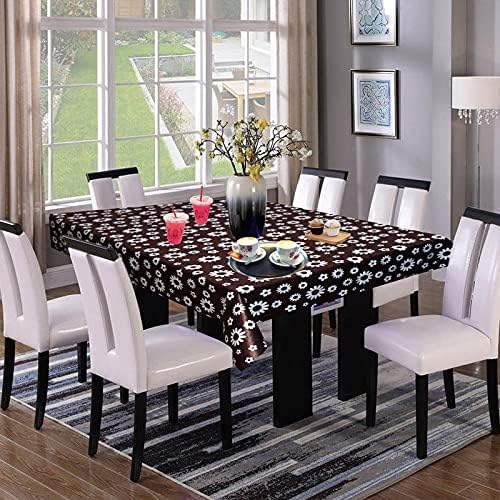 Brown Flower Print Center & Dining Table Cover for 2 to 6 Seater Table Cloth Water and dust with OilProof PVC Rectangular Shape