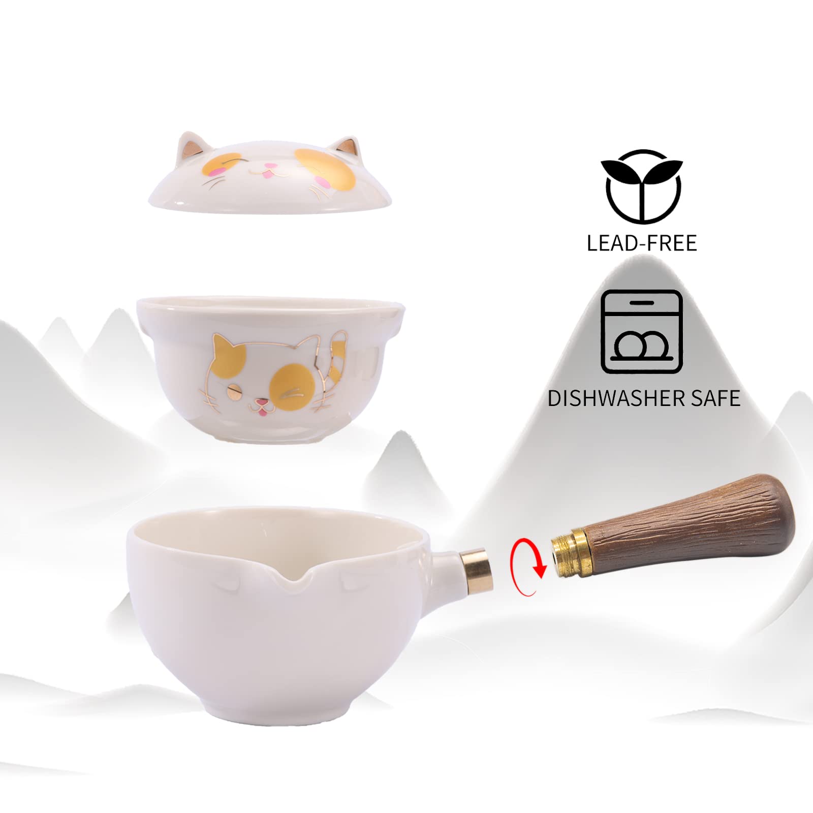 Lurrier Porcelain Chinese Gongfu Tea Set,Portable Teapot Set With 360 Rotation Tea Maker And Infuser,Portable All In One Gift Ba