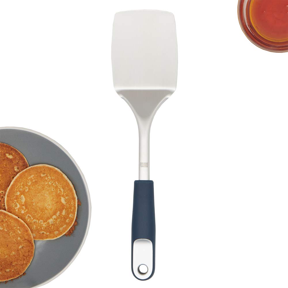 Home Basics Comfortable Grip Stainless Steel Kitchen Tools, Indigo (Spatula)