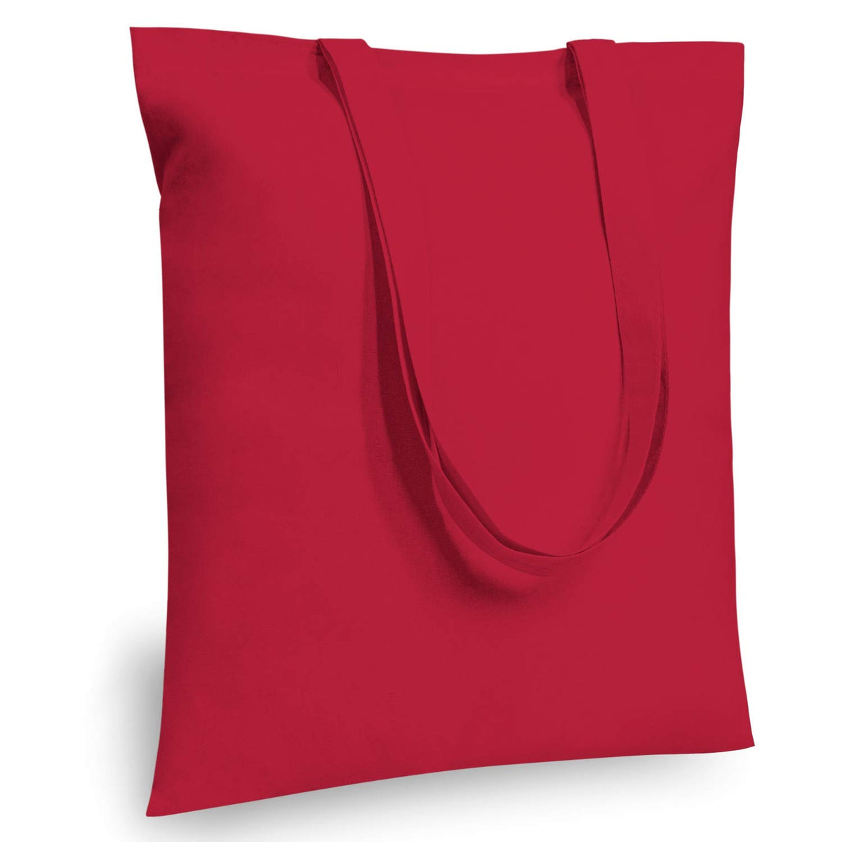 Topdesign 12-Pack Economical 16''X15'' Red Cotton Tote Bag, Lightweight Medium Reusable Grocery Shopping Cloth Bags, Suitable Fo