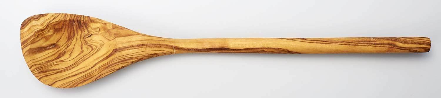 Naturally Med - Olive Wood Corner Spoon/Spatula. Olive Wood Cooking Spoon 12''. Spoon For Cooking, Stirring. Handmade By Artisan