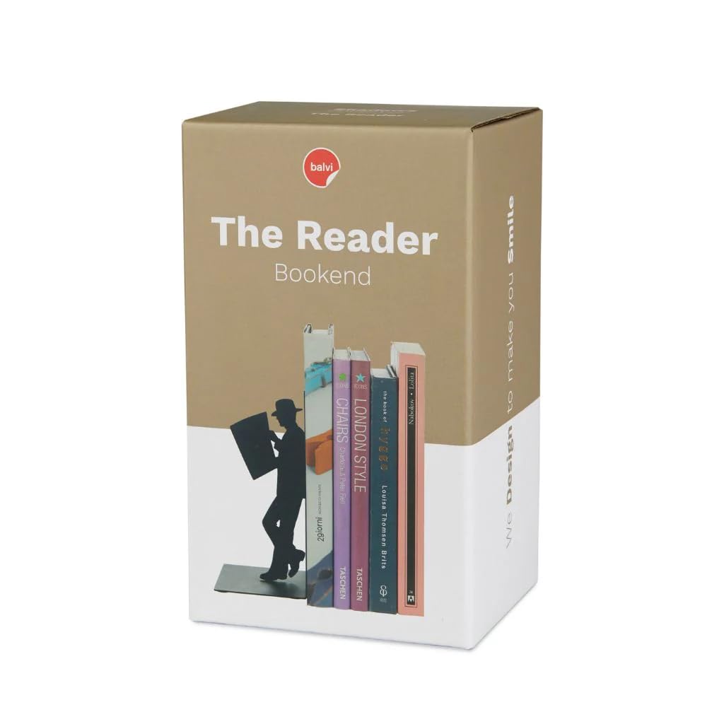 Balvi - The Reader Decorative Metal bookend in Black colour Original Design