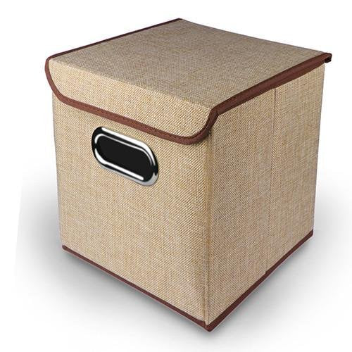 Inditradition NonWoven Cotton European Pattern Foldable Square Storage Box With Lid Ideal For Toys, Books, Shoes & Other Home S