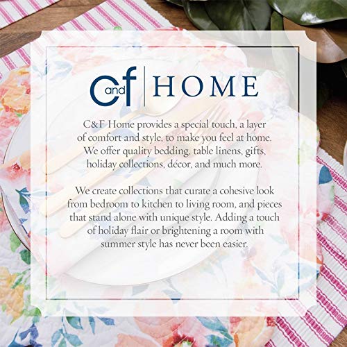 C&F Home Ticking Stripe Cornflower Cotton Reversible Machine Washable Placemat Set Of 6 Rectangular Placemat Set Of 6 Blue