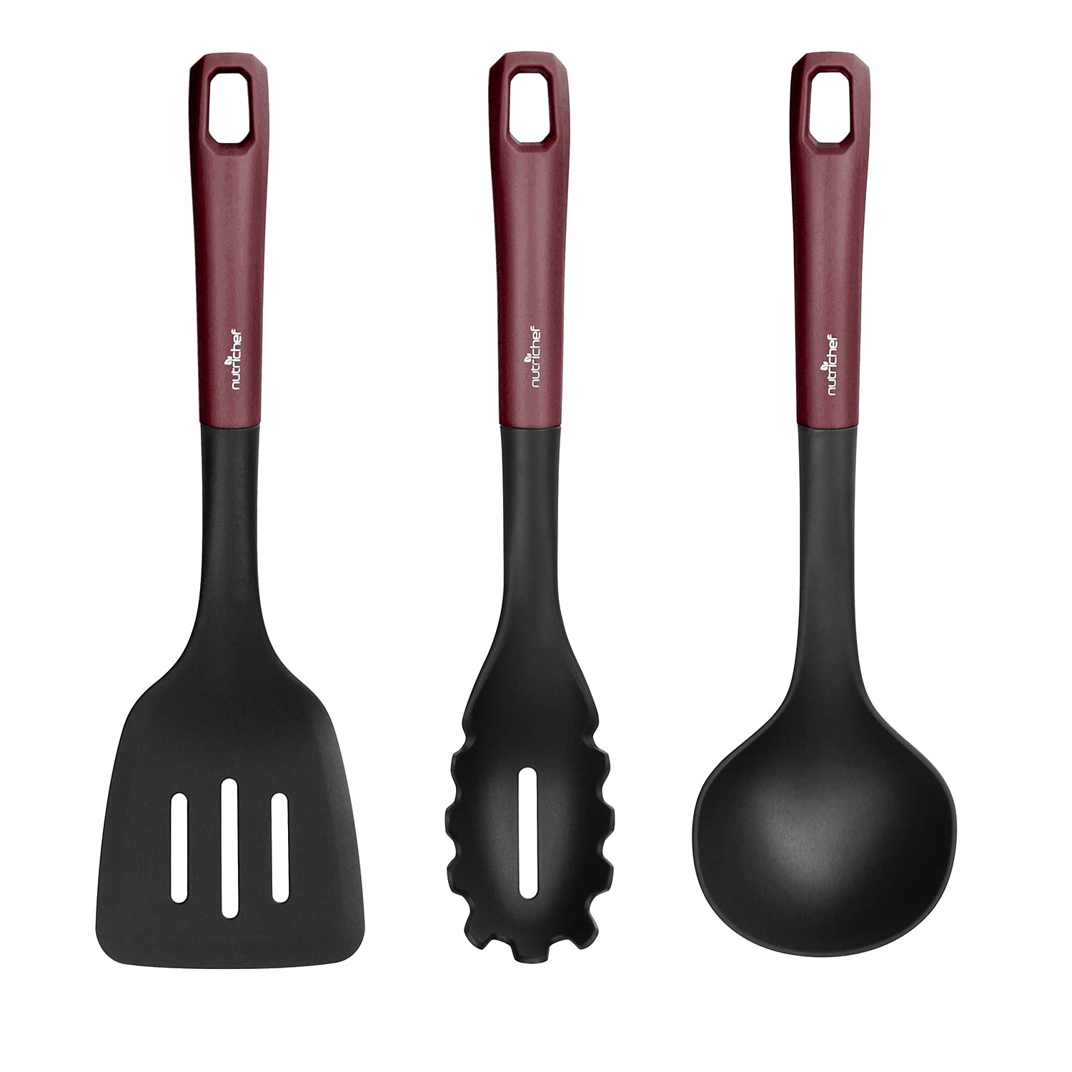 Nutrichef Kitchen Cooking Utensils Set - Includes Soup Ladle, Pasta Fork, And Spatula (Works With Model: Nccw11Pur)