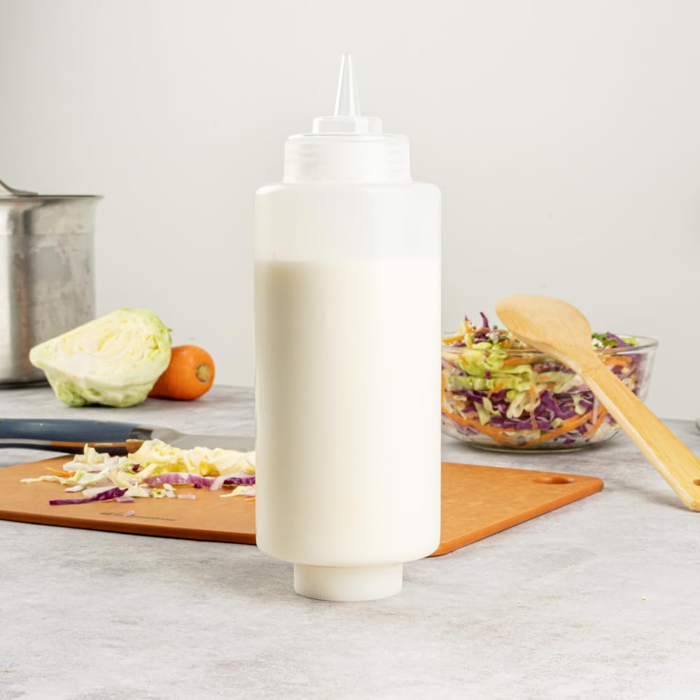 Restaurantware 32 Ounce Condiment Squeeze Bottle 1 Refillable Lid Fifo Squeeze Bottle - Precison Dispensing Tip Flexible Clear P