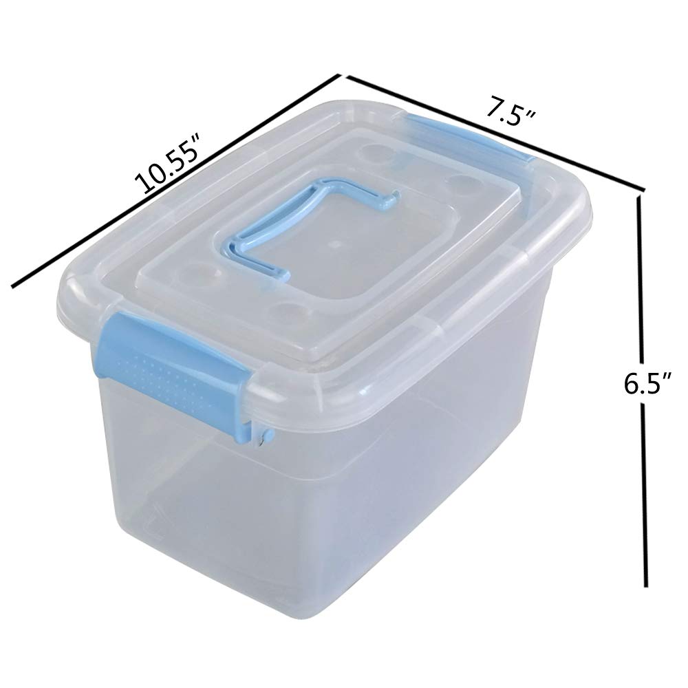 Doryh 5 L Plastic Storage Bin with Lid  Clear Transparent Box With Handles  Set of 6
