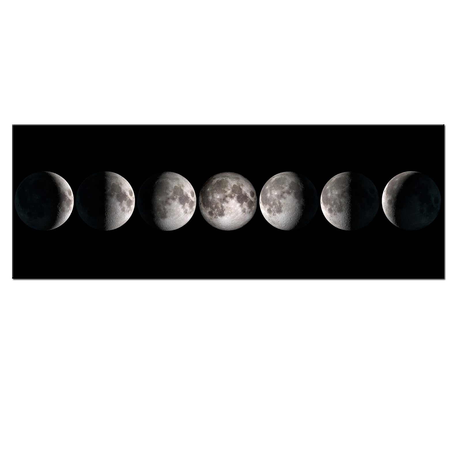 sechars - Modern Giclee Canvas Prints Stretched Artwork Phases of Moon Black and White Pictures to Photo Paintings on Canvas Wall Art for Home Office Decorations 20''x 55''