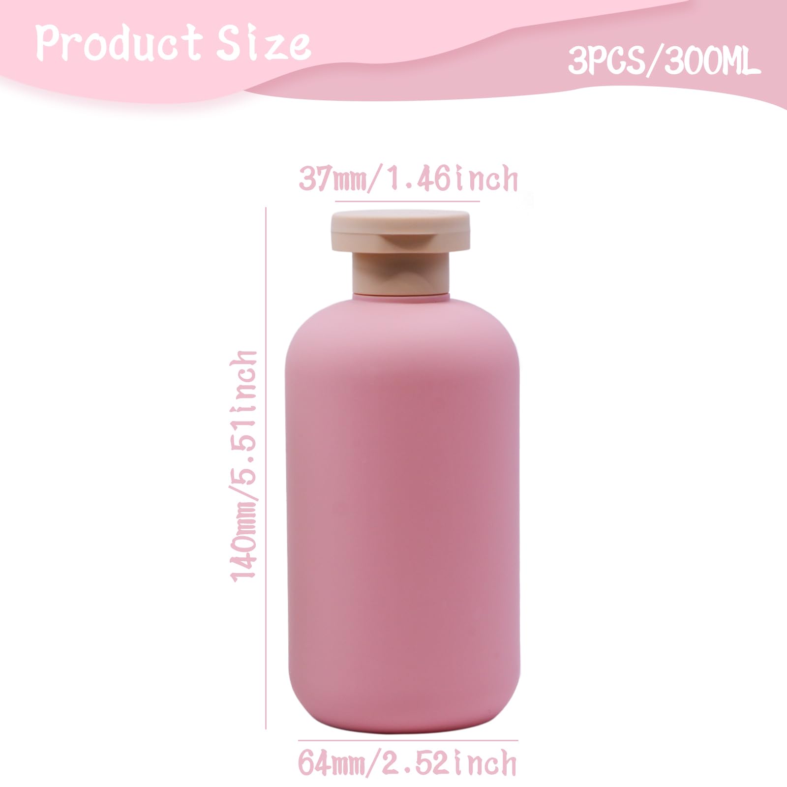 YXQ 10oz Refillable Squeeze Bottles,Plastic Travel Bottles with Flip Cap 300ml Empty Containers for Toiletries Lotion Cream Sham