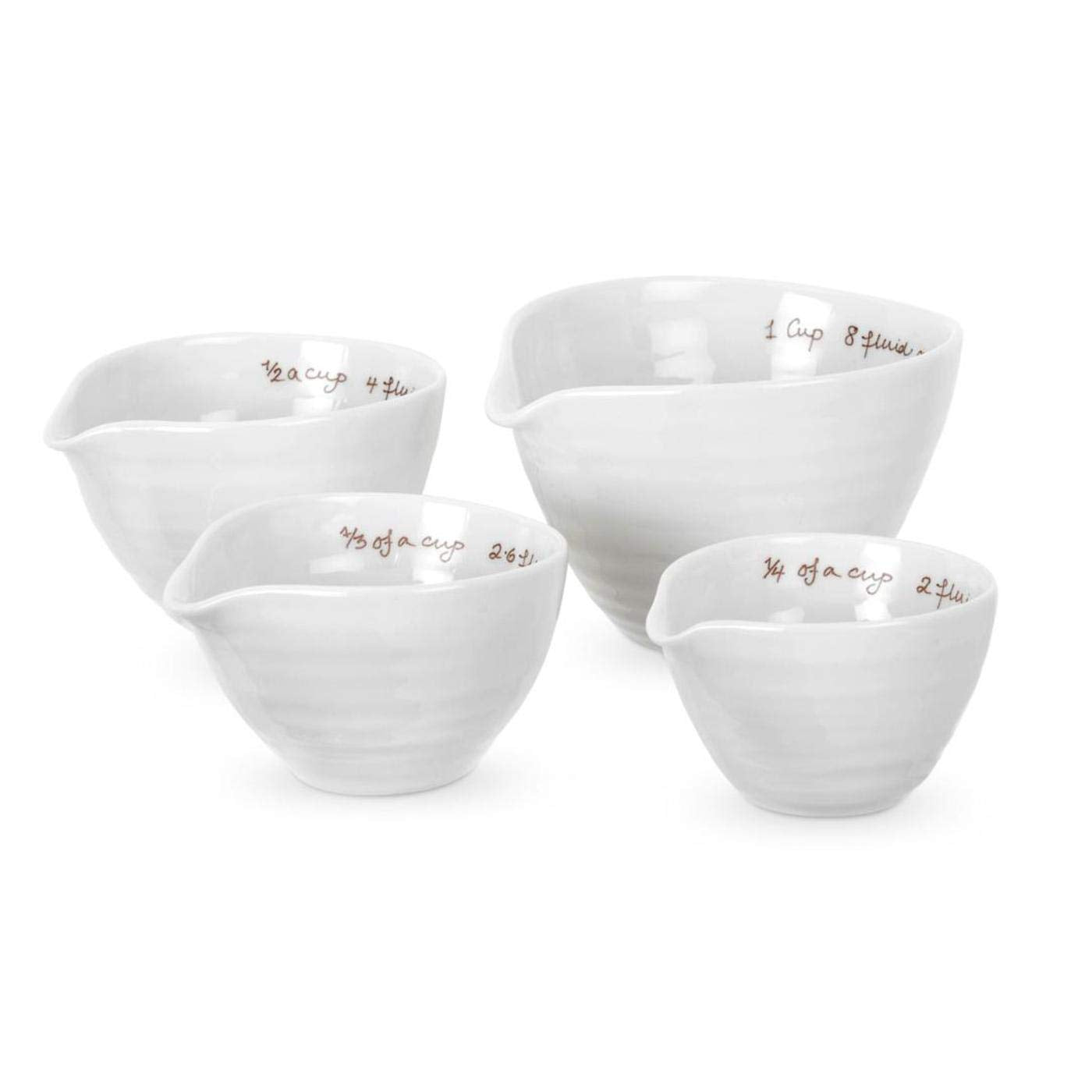 Portmeirion Sophie Conran White Measuring Cups | Set of 4 Measuring Cups for Kitchen and Baking in Assorted Sizes | Made from Fi
