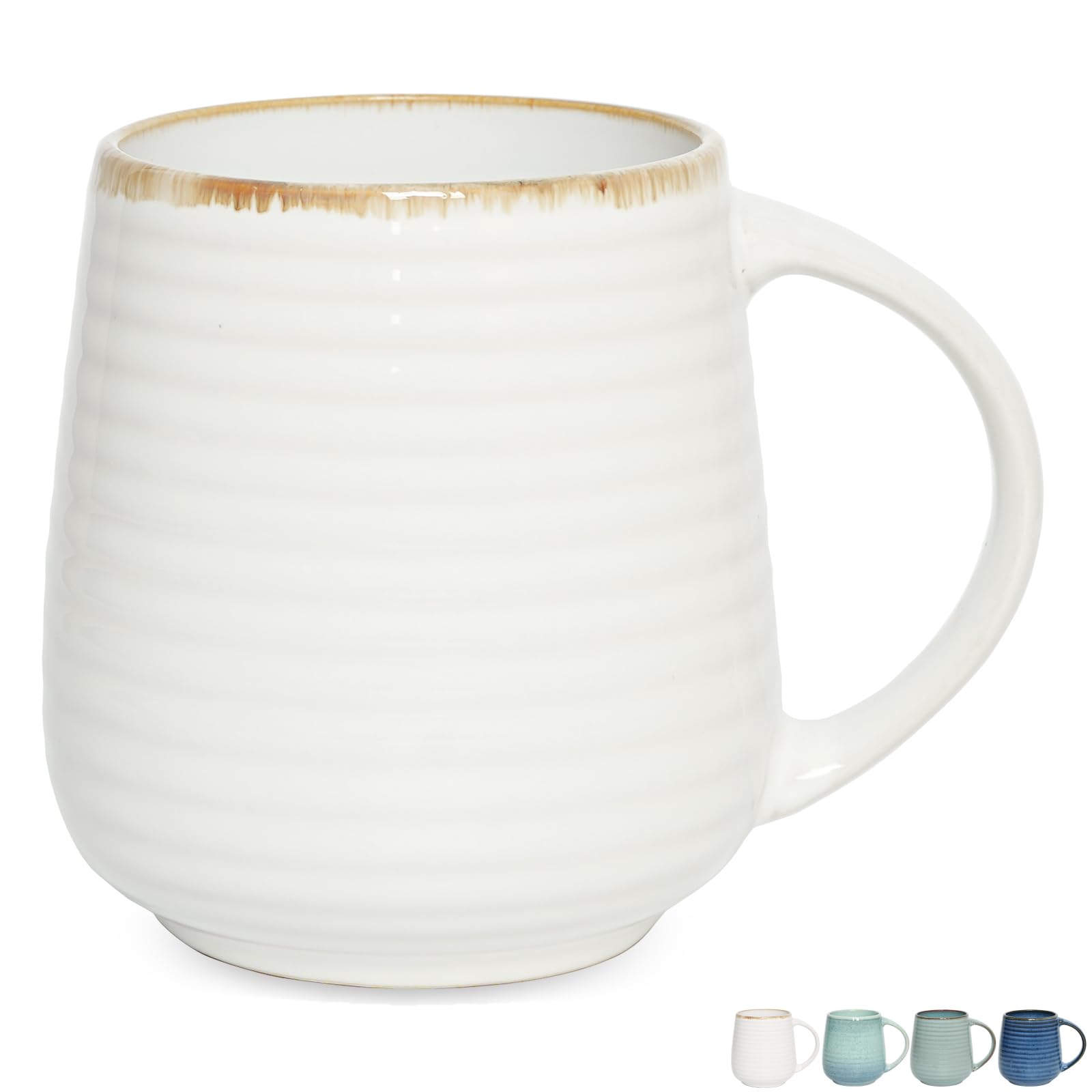 Bosmarlin Extra Large Ceramic Coffee Mug, 22 Oz, Dishwasher and Microwave Safe, Oversized Big Tea Cup (White)