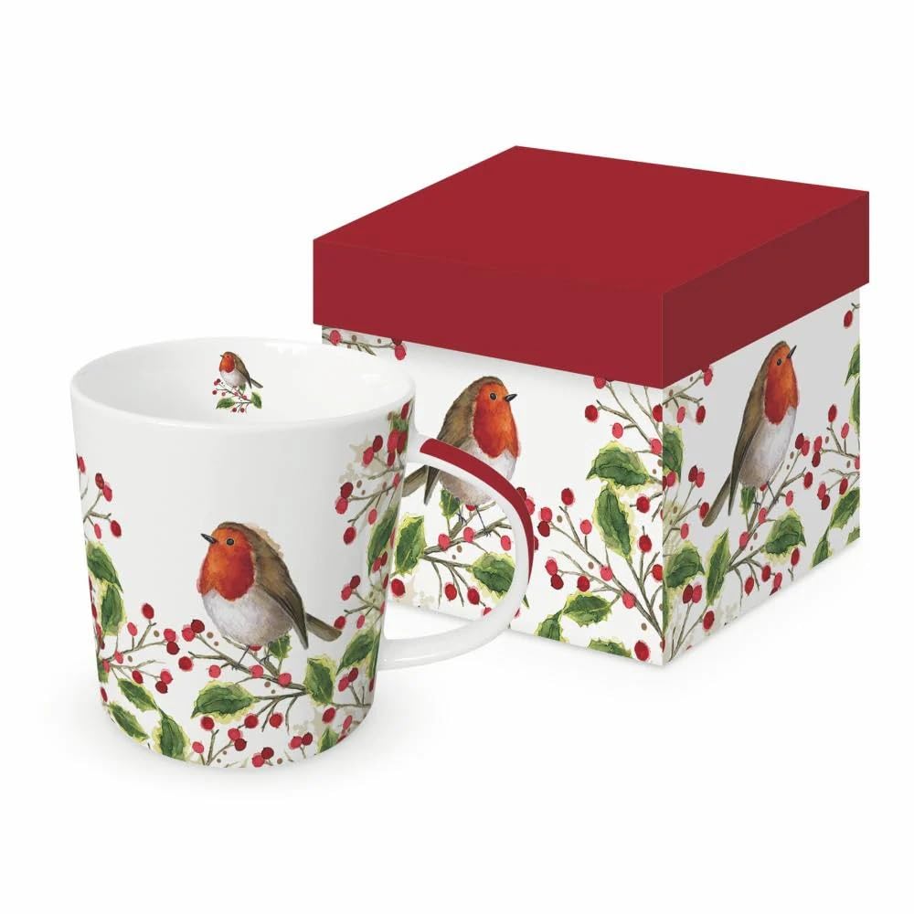 Paperproducts Design Merry Bird GiftBoxed Mug, 13.5Ounce, New Bone China, Multicolor
