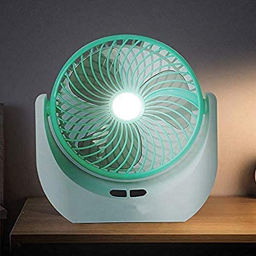 Larrito Powerful Rechargeable Table Fan With 21 Smd Led Light, High Speed For Home, Office Desk, Kitchen (1880 Fan) Multicolour