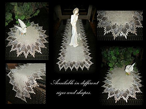 Galleria Di Giovanni Large 23 Inch Doily Table Topper Dresser Scarf Neutral Earth Cocoa Tones European Lace