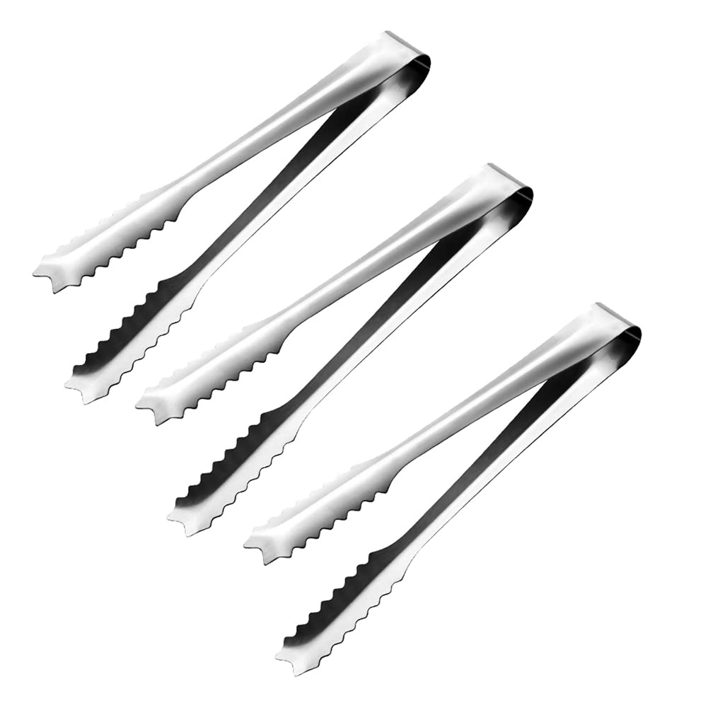 Uuyyeo 3 Pcs 7 Inch Stainless Steel Kitchen Tongs Metal Cooking Food Tongs Ice Cube Serving Tongs