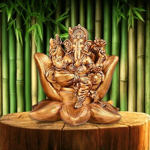 A&S Ventures Goddess Laxmi Idols Lord Ganesh Ji Both Sitting On Lotus Flowers Showpiece For Temple Pooja Room, Diwali Decoration