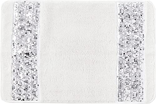 Zahari Home Sinatra Bathroom Rug Classic Bath Rug Stylish Bling Bath Mat, Size 32'' X 21'', White
