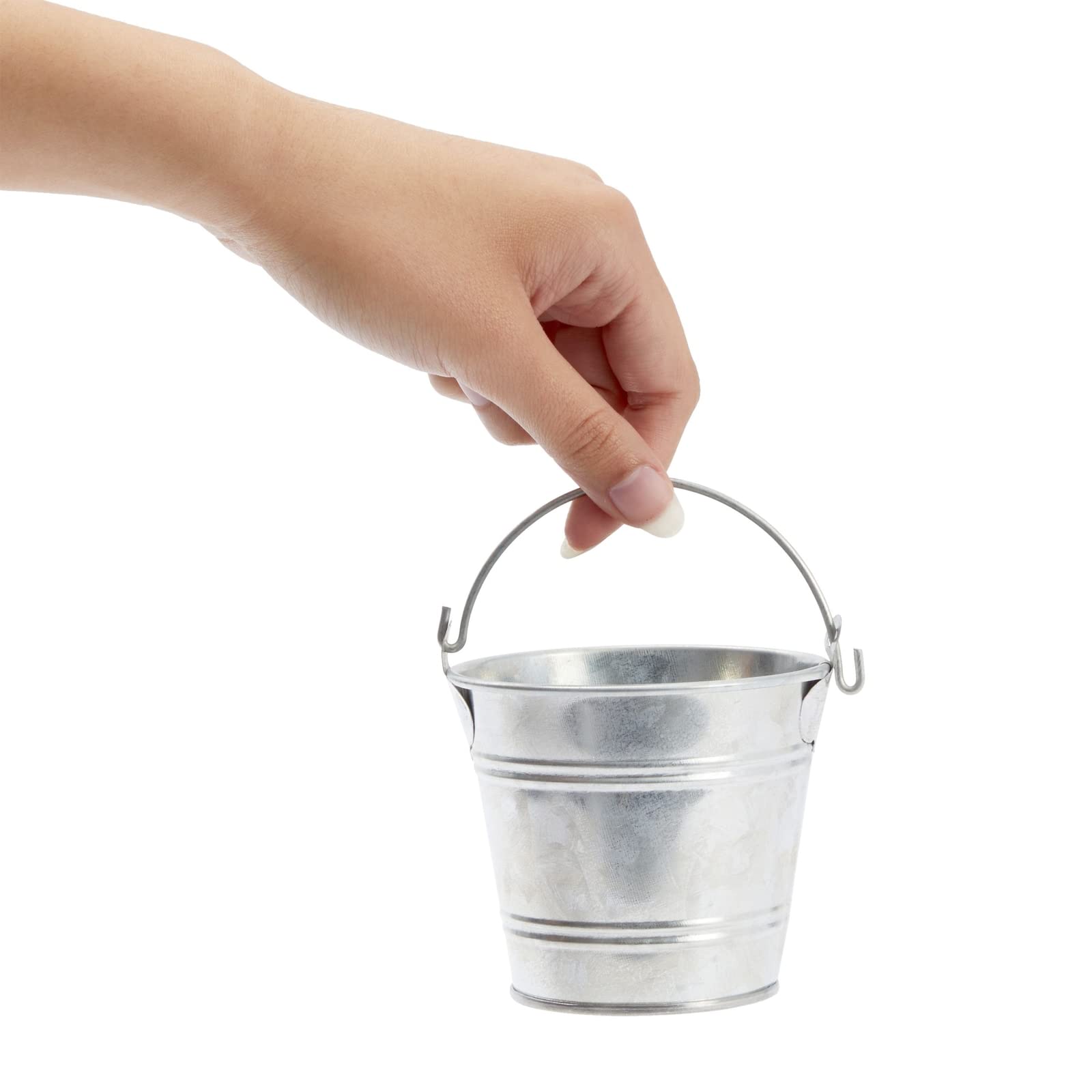 Juvale 6 Pack Small Galvanized Metal Buckets With Handles, Mini Tin Pails For Party Favors, Succulents, Rustic Home Decor (3 In)