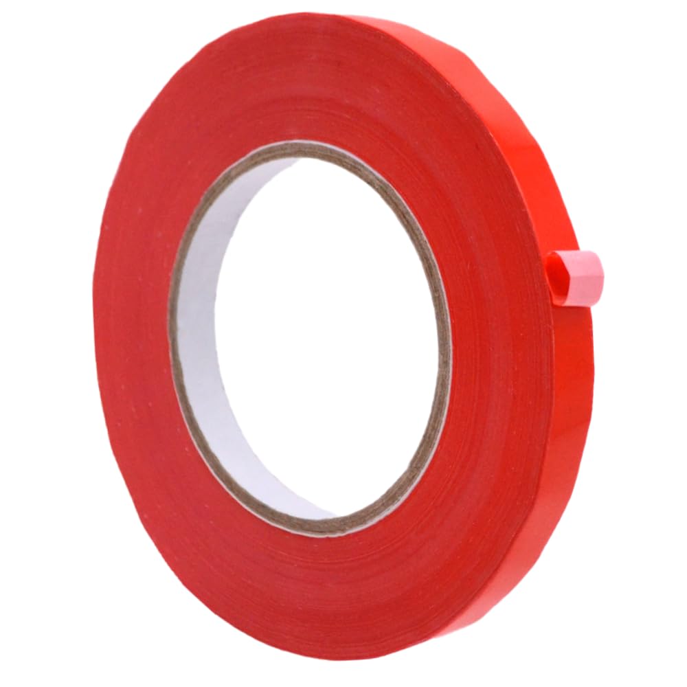WOD Red Produce Poly Bag Sealing Tape, 1/2 inch x 180 yds. for Packaging and Sealing of Meat, Gifts, or Ice Bags BSTC24PVC