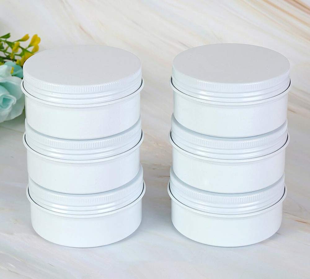 3Oz/90Ml White Aluminum Tin Jar With Screw Lid 3Oz. Containers With Lids 3 Ounce Metal Steel Tin Cosmetic Sample Containers For