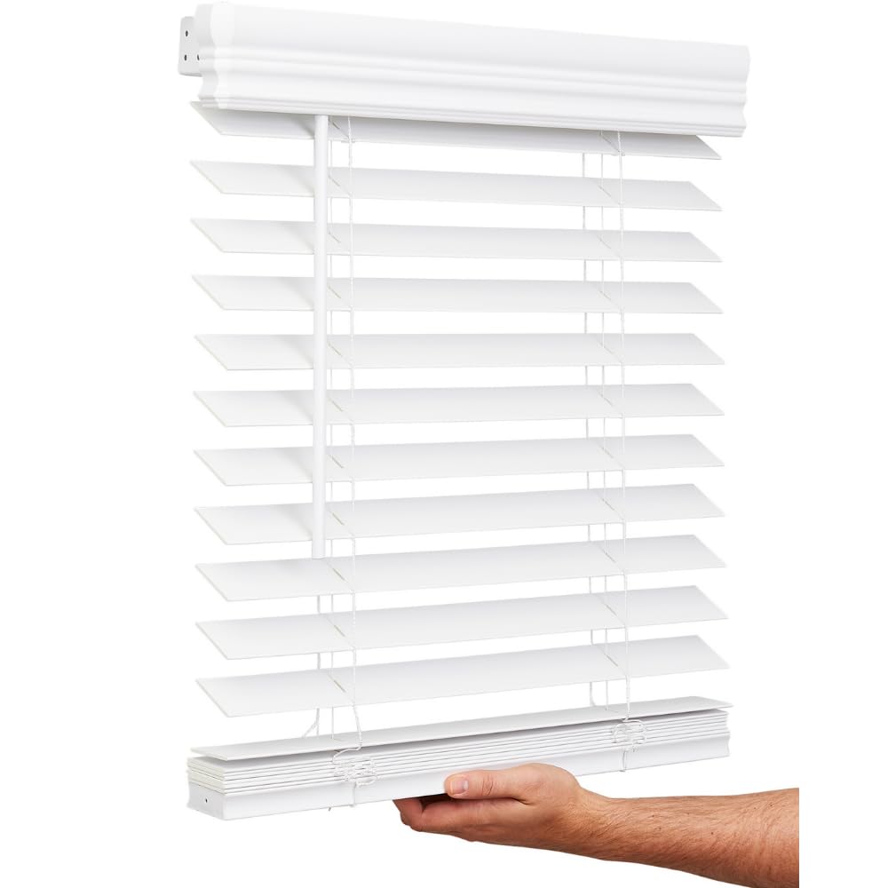 Lotus & Windoware Cordless, 2 Inch Faux Wood Blind, Window Blinds, Blinds & Shades, Blinds for Indoor Windows, Smooth, 32 x 84, 