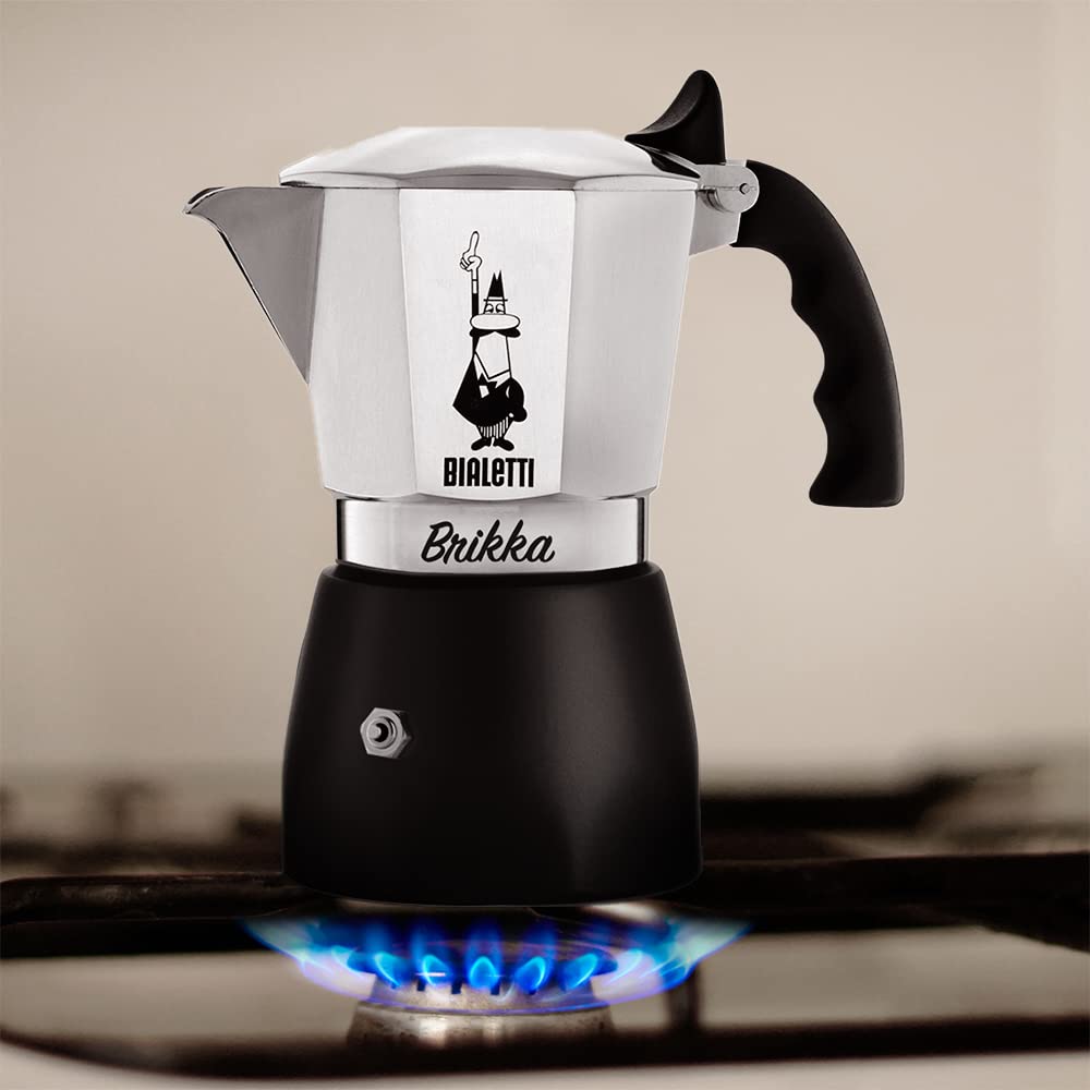 Bialetti - New Brikka  Moka Pot  the Only Stovetop coffee Maker capable of Producing a crema-Rich Espresso  4 cups (5 7 Oz)  Aluminum and Black