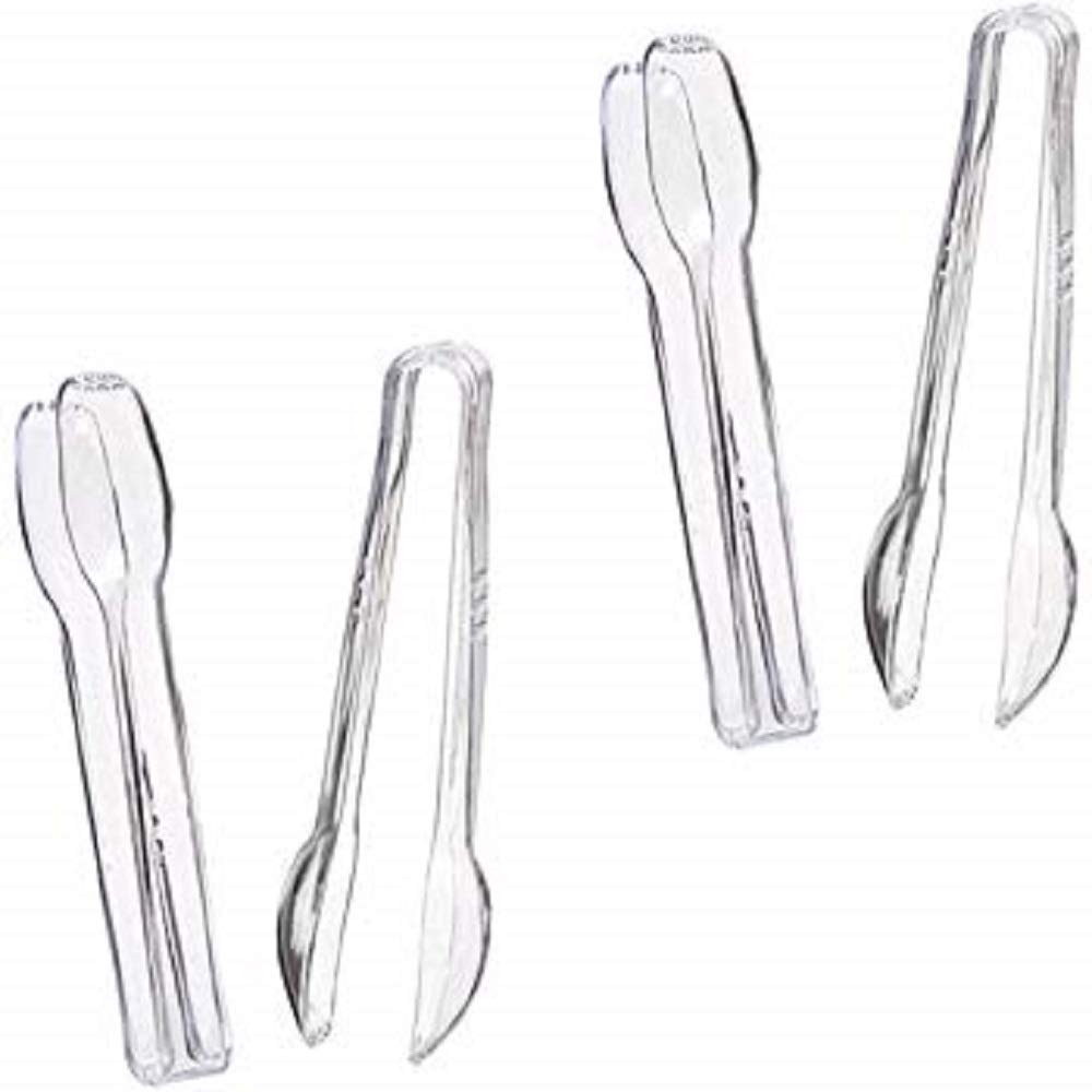 Clear Plastic Tongs, 6 1/2'', 4 Pack