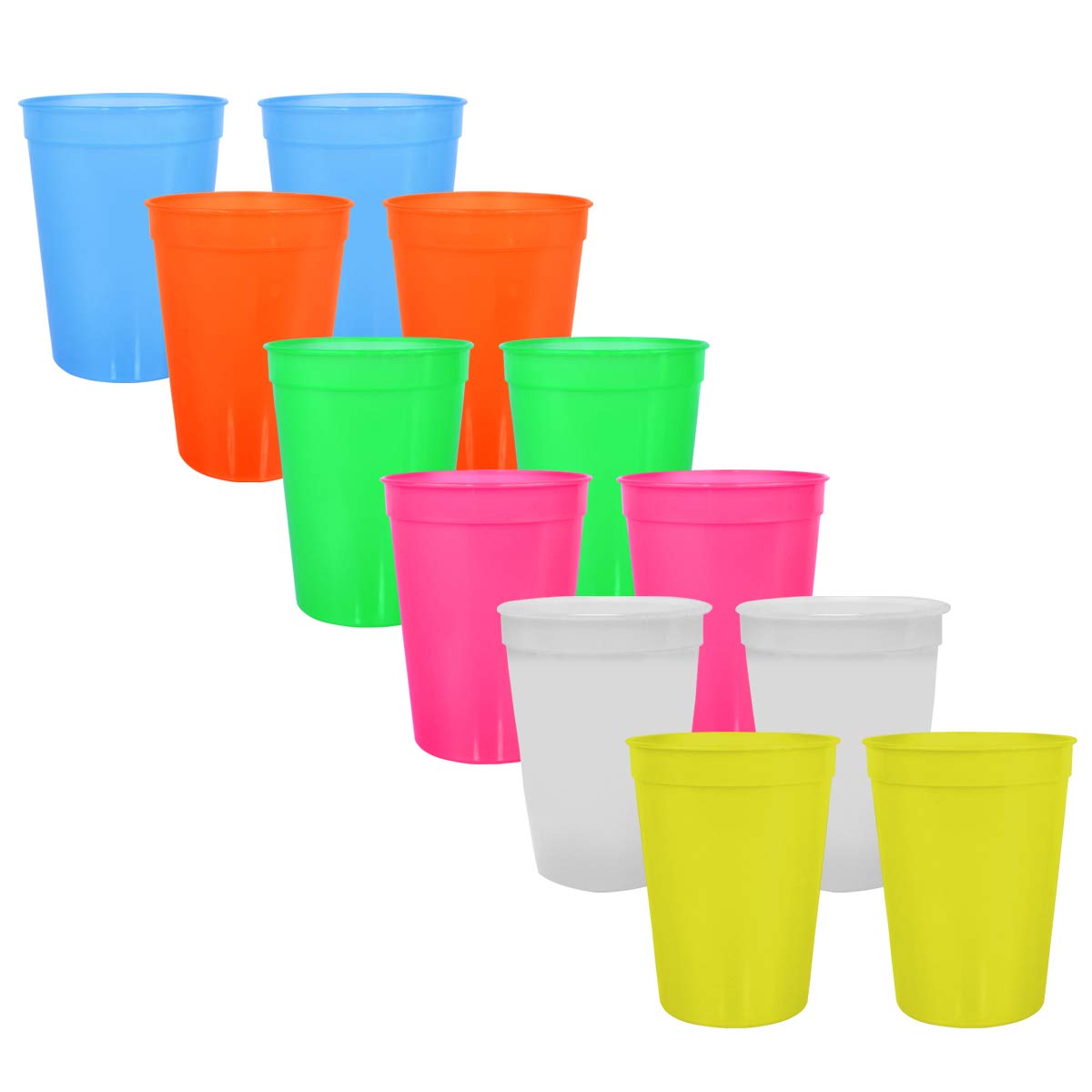 Aakron Nite Glow 12 Oz. Stadium Cups - Glows In The Dark, Durable, Perfect For Outdoor, Sports Event, Catering, Picnics, Family