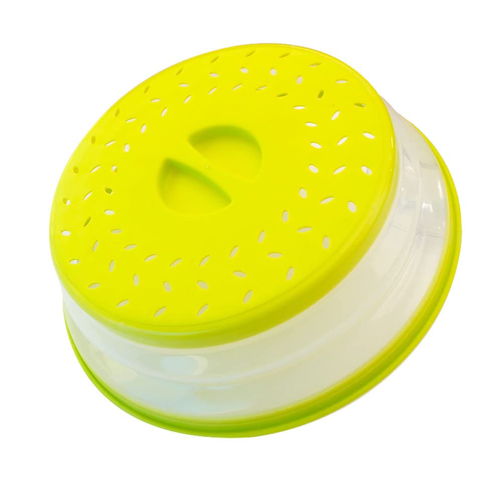 Collapsible Microwave Splatter Cover, Microwave Plate Cover With Steam Vent,BPA-Free Silicone & Plastic(yellow, 8.5IN)