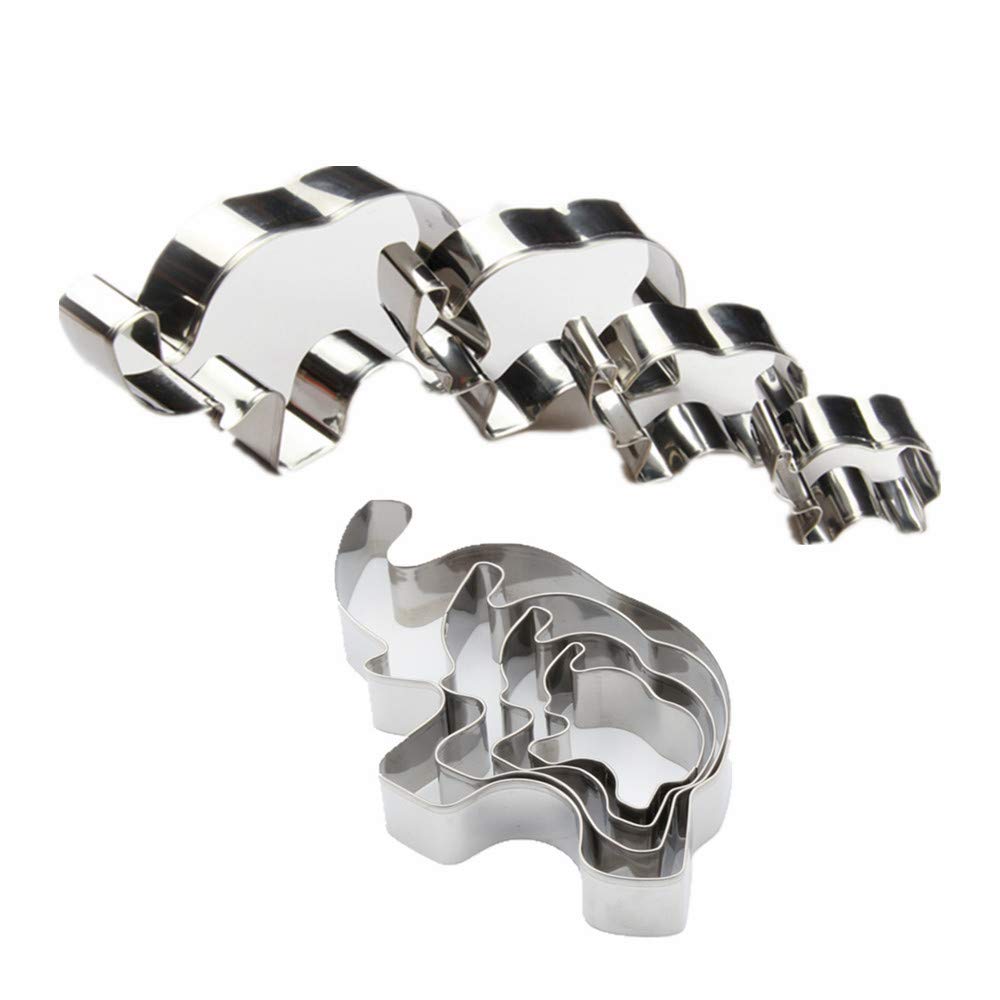 Elephant Cookie Cutter Set Of 4 Counts Animal Biscuit Cutter Baby Shower Press Cookie Molds Stainless Steel Metal Fondant Cutter