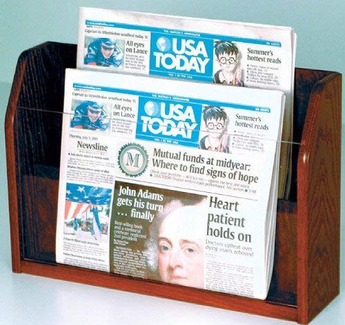 Wooden Mallet Countertop 2 Pocket Newspaper Display  Mahogany