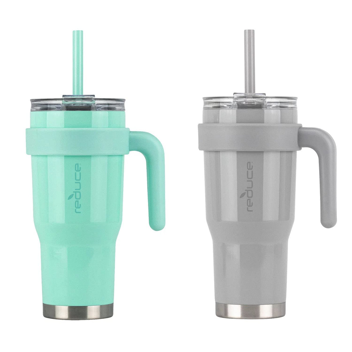 Reduce 40 Oz Mug Tumbler, Stainless Steel With Handle - Bpa Free - (Green And Gray), 2 Count (Pack Of 1)